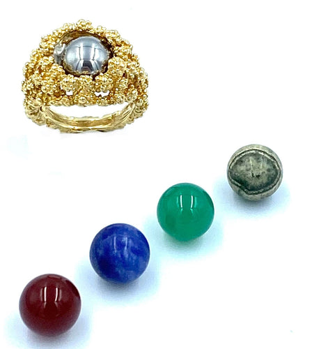 Bague GILBERT ALBERT. Bague or jaune et billes interchangeables 58 Facettes
