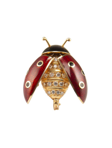 Broche Boucheron - Broche Coccinelle en or jaune, émail et diamants 58 Facettes