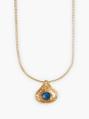 Collier Pendentif sur chaîne Saphir et Diamants 58 Facettes
