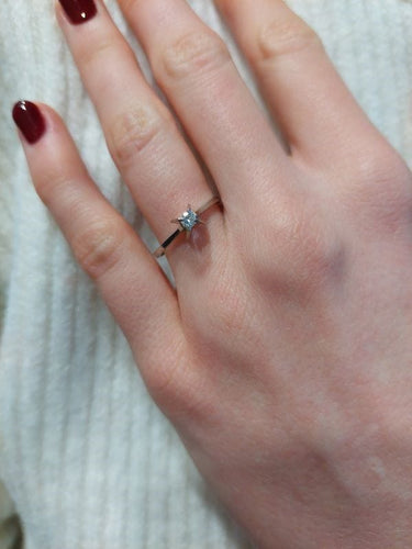 Bague 54 SOLITAIRE OR BLANC DIAMANT 58 Facettes 078461