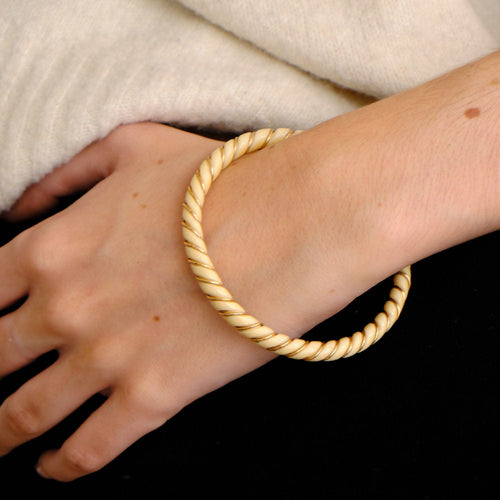 Bracelet Bracelet Ancien Torsadé Ivoire et Or 58 Facettes