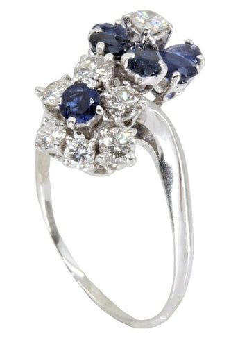 Bague BAGUE TOI ET MOI FLEURS SAPHIRS ET DIAMANTS 58 Facettes 051111