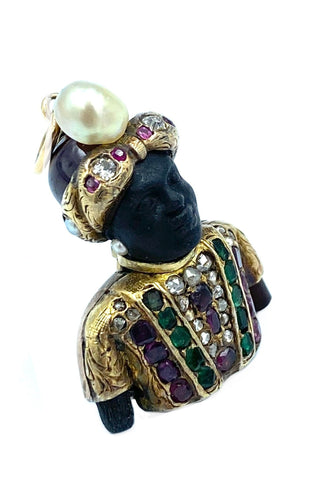 Pendentif Pendentif Maure or, diamants, rubis. 58 Facettes