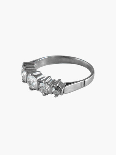 Bague Demi-alliance Or blanc Diamants 58 Facettes