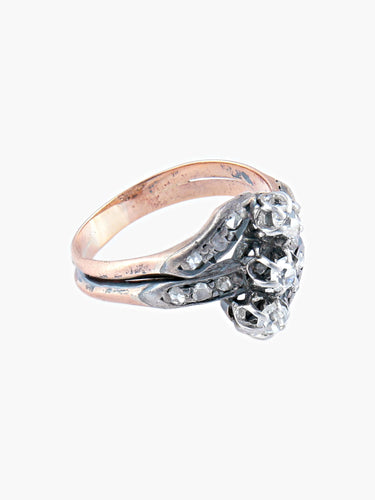 Bague BAGUE STYLE NAPOLEON III OR ROSE ET DIAMANTS 58 Facettes