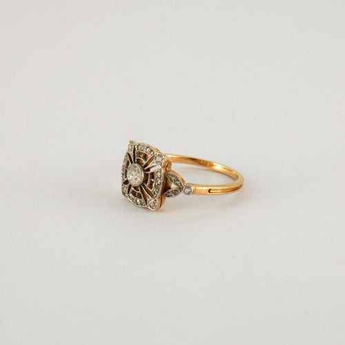 Bague 54.5 Bague Carré ajouré Diamants 58 Facettes EL2-53