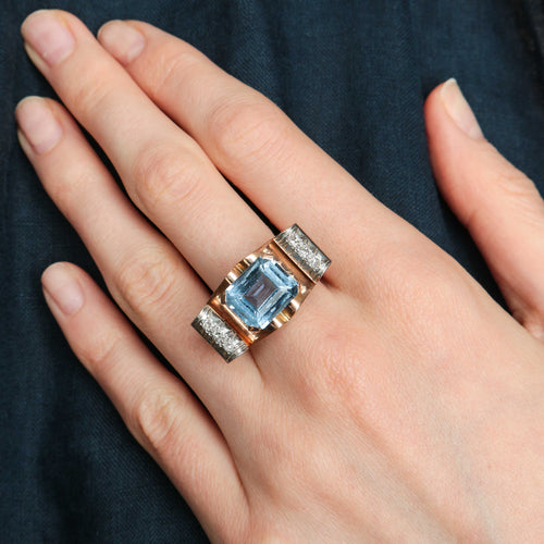 Bague 55 Bague Tank spinelle Verneuil et diamants 58 Facettes 455