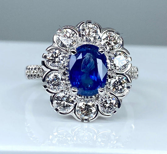 Bague 52 Bague marguerite saphir et diamants 58 Facettes AB160