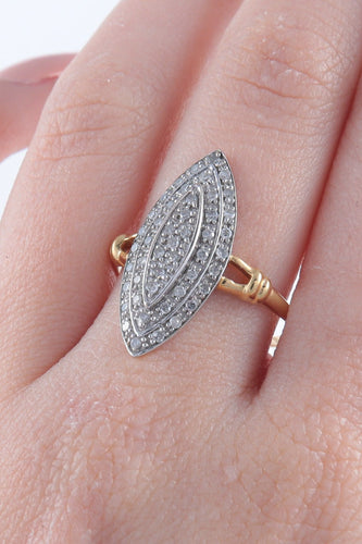 Bague Bague Marquise, Or jaune, Pavage en diamants 58 Facettes