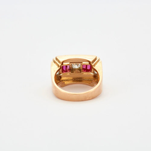 Bague 59 Bague Tank diamants et pierres rouges 58 Facettes 1921