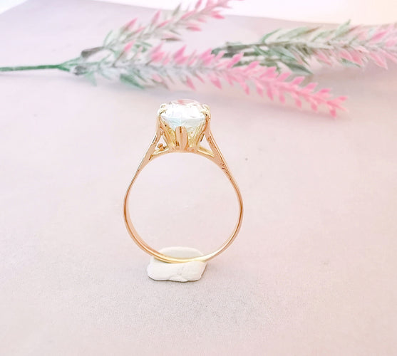 Bague Bague Aigue-marine Or Jaune 58 Facettes AA 1481