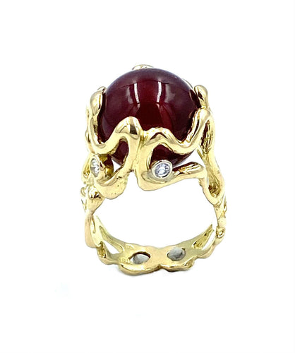 Bague Gilbert Albert. Bague or jaune et diamants 58 Facettes