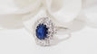 Bague 52 Bague marguerite en or blanc, saphir et diamants 58 Facettes 31169