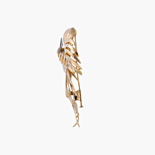 Broche Broche Paon Or rose et Diamants 58 Facettes 0