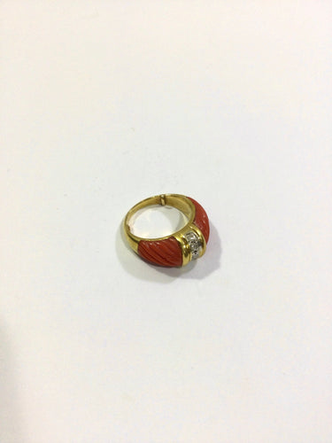Bague Bague Or, Corail Et Diamants 58 Facettes