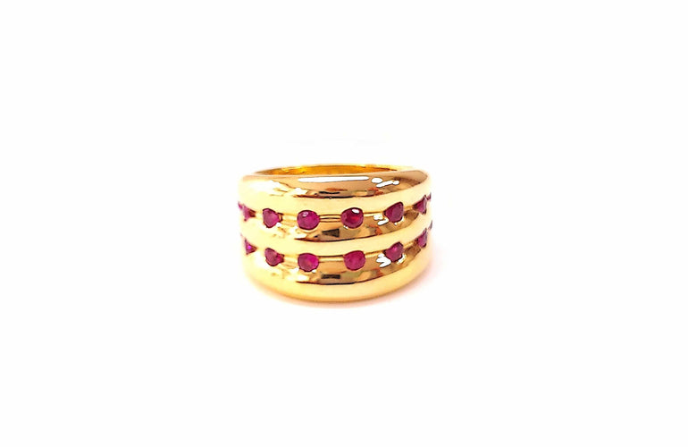 Bague 53 Bague jonc or et rubis 58 Facettes JoncVG.rub.