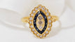 Bague Bague marquise or jaune saphirs calibrés et diamants 58 Facettes 30778