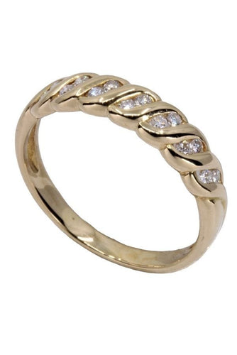 Bague 52 Demi-alliance en or jaune, diamants 58 Facettes 061791