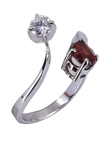 Bague 58 Bague "Toi et Moi" Or blanc Grenat Diamant 58 Facettes 075391