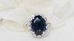 Bague 49 Bague entourage Or blanc Saphir Diamants 58 Facettes 32358