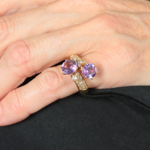 Bague Bague Toi & Moi, Améthystes & Diamants 58 Facettes