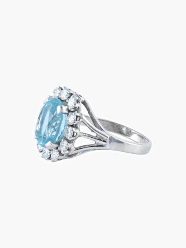 Bague Bague Marguerite Aigue-marine & Diamants 58 Facettes