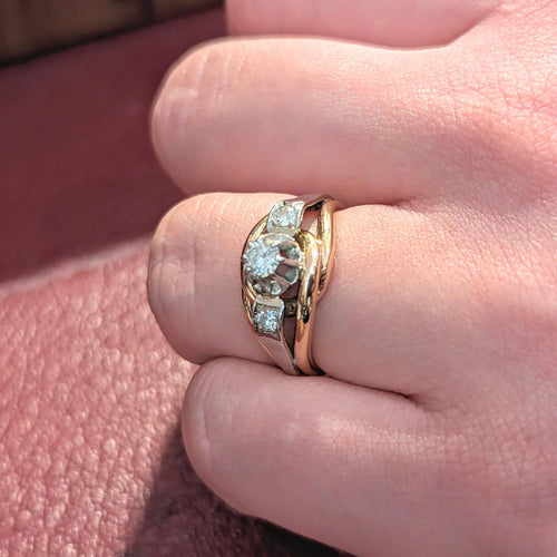 Bague Bague en Or jaune, Platine & diamants 58 Facettes 26161