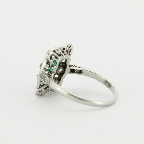 Bague 51 Bague Art Déco Platine Emeraude Diamants 58 Facettes EL2-102