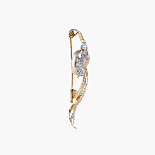 Broche Broche Paon Or rose et Diamants 58 Facettes 0