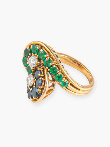 Bague 47 Bague Saphirs, Emeraudes et Diamants 58 Facettes