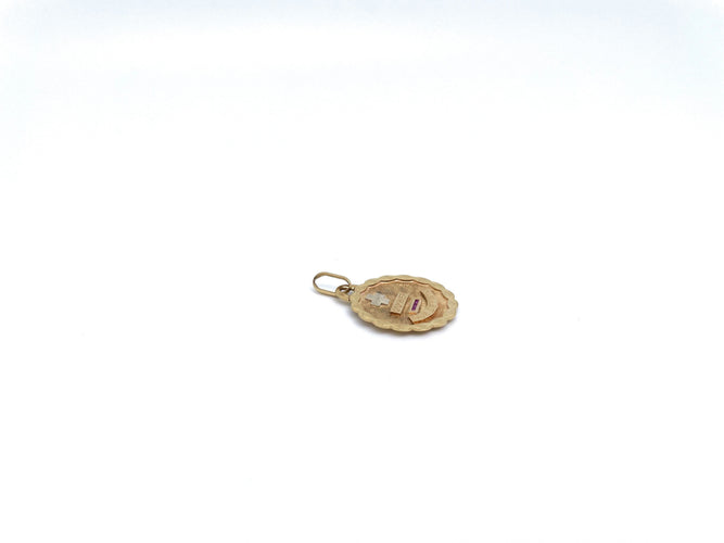 Pendentif AUGIS - Médaille d'amour or jaune bordure torsadée 58 Facettes