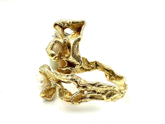 Bague 62 GILBERT ALBERT -  Bague Or Opale Diamant et Perle baroque 58 Facettes