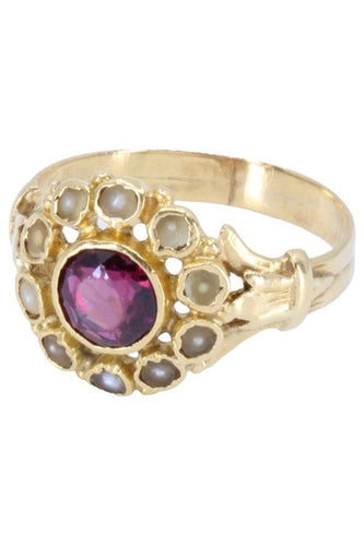Bague Bague Napoléon III, perles, grenat 58 Facettes 063391