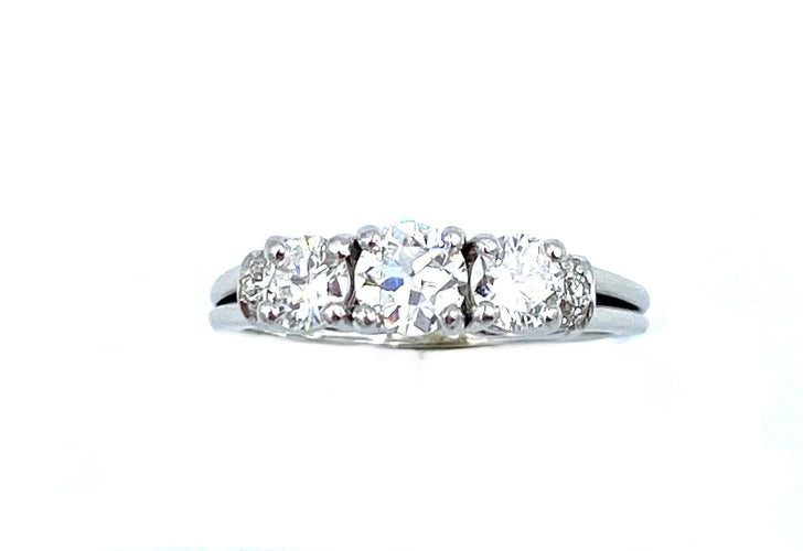Bague Bague trilogie or blanc 18k et diamants 58 Facettes