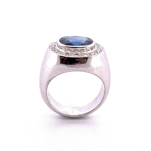 Bague Chevalière  femme Or Saphir Diamants 58 Facettes