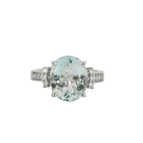 Bague 53 Bague Aigue-marine Diamants 58 Facettes