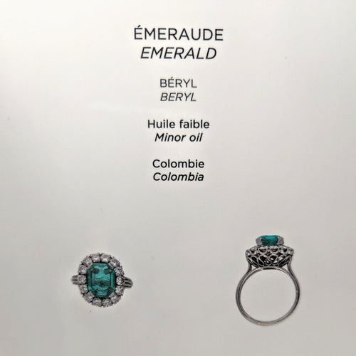 Bague 57 Bague Pompadour or blanc Emeraude et diamants 58 Facettes