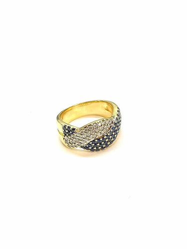 Bague Bague ruban entrelacés diamants et saphirs 58 Facettes