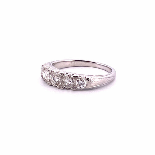 Bague Alliance ancienne en Or blanc & diamants 58 Facettes