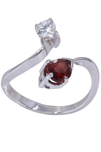 Bague 58 Bague "Toi et Moi" Or blanc Grenat Diamant 58 Facettes 075391