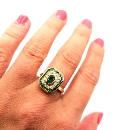 Bague 57 Bague Vintage diamants émeraudes 58 Facettes 3510