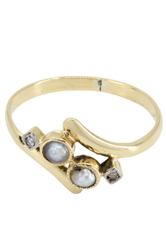 Bague 49 BAGUE TOI ET MOI NAPOLÉON III PERLES ET DIAMANTS 58 Facettes 052021