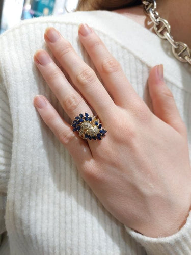 Bague Bague Or jaune Saphirs et Diamants 58 Facettes 076711