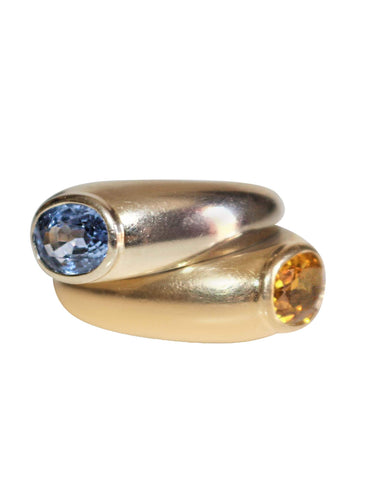 Bague POIRAY - Bague double jonc or blanc or jaune saphirs 58 Facettes 393