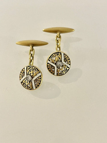 Boutons de manchette Boutons De Manchettes Or émail Diamants 58 Facettes 892720