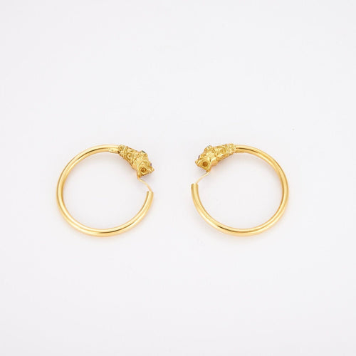Boucles d'oreilles Créoles Têtes de chimères Emeraudes Rubis 58 Facettes LOWO02