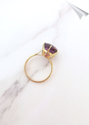 Bague 54.5 Solitaire améthyste, or jaune 58 Facettes AA 1560