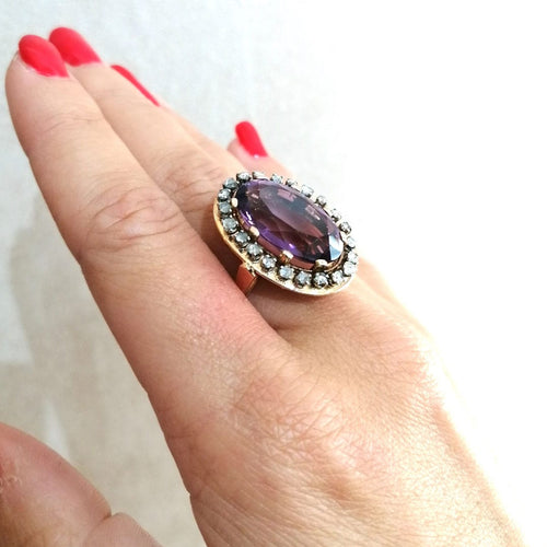 Bague Bague vintage améthyste diamants 58 Facettes 2547