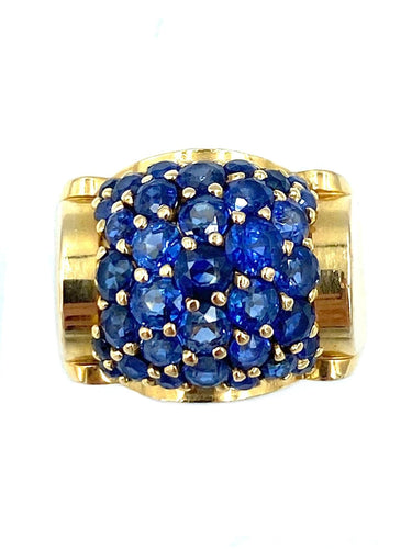 Bague GÜBELIN. Bague Tank or jaune et saphirs 58 Facettes