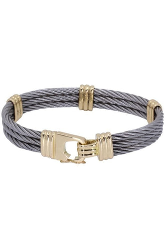 Bracelet BRACELET CABLES OR ET ACIER 58 Facettes 080981